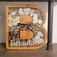 Thumbnail for WOODEN ALPHABET PIGGY BANK - luvinly