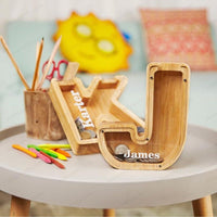 Thumbnail for WOODEN ALPHABET PIGGY BANK - luvinly
