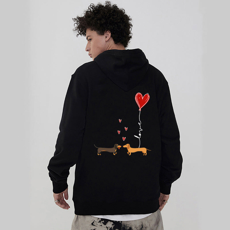 Love Print Couple Hoodie Valentine's Day Hooded Sweatshirt Pullover Hoodie