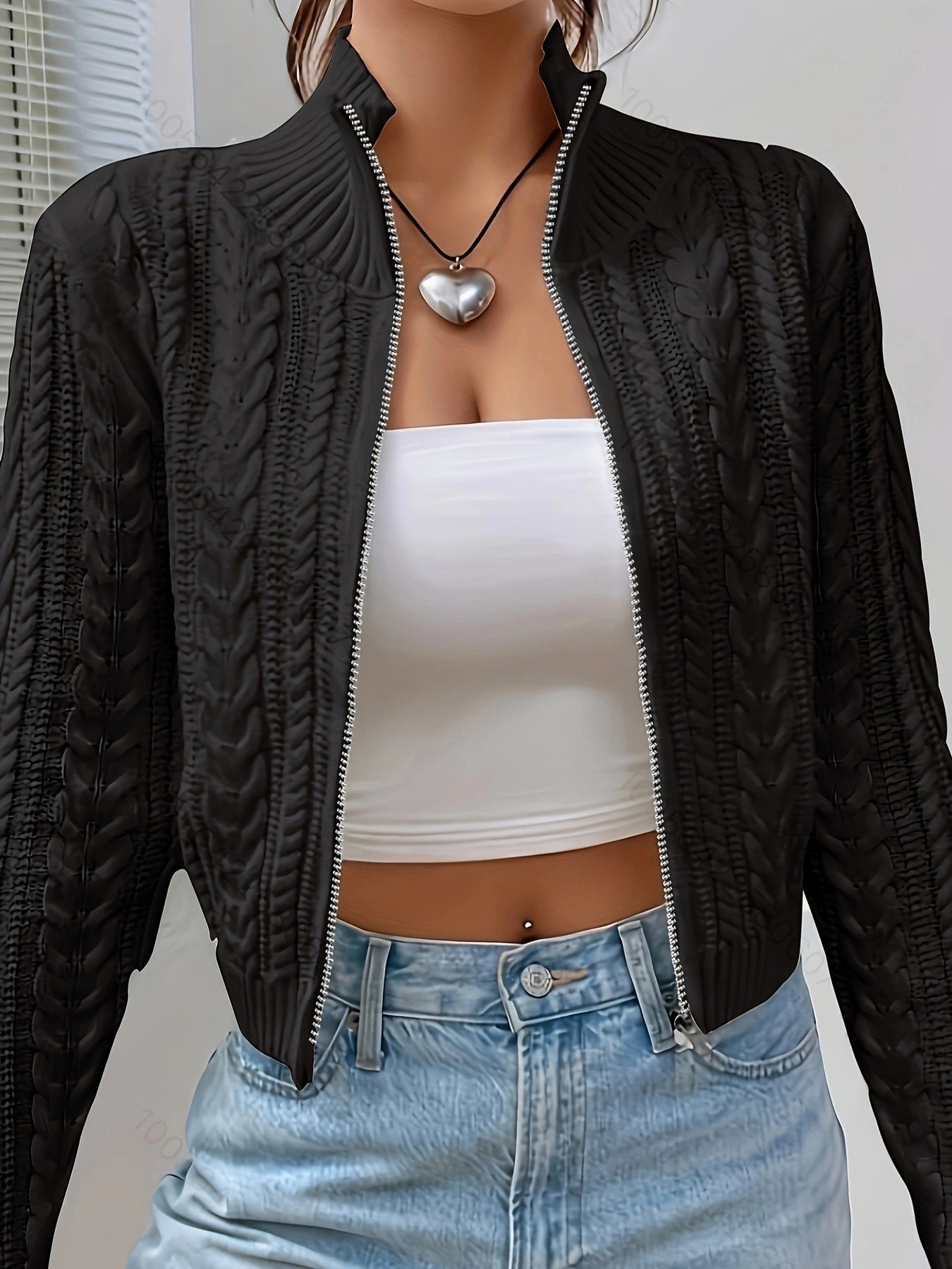 Zipper Knitted Cardigan Sweater