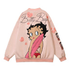 Cartoon Flocking Embroidery Unisex Loose Casual Baseball Jacket Coat