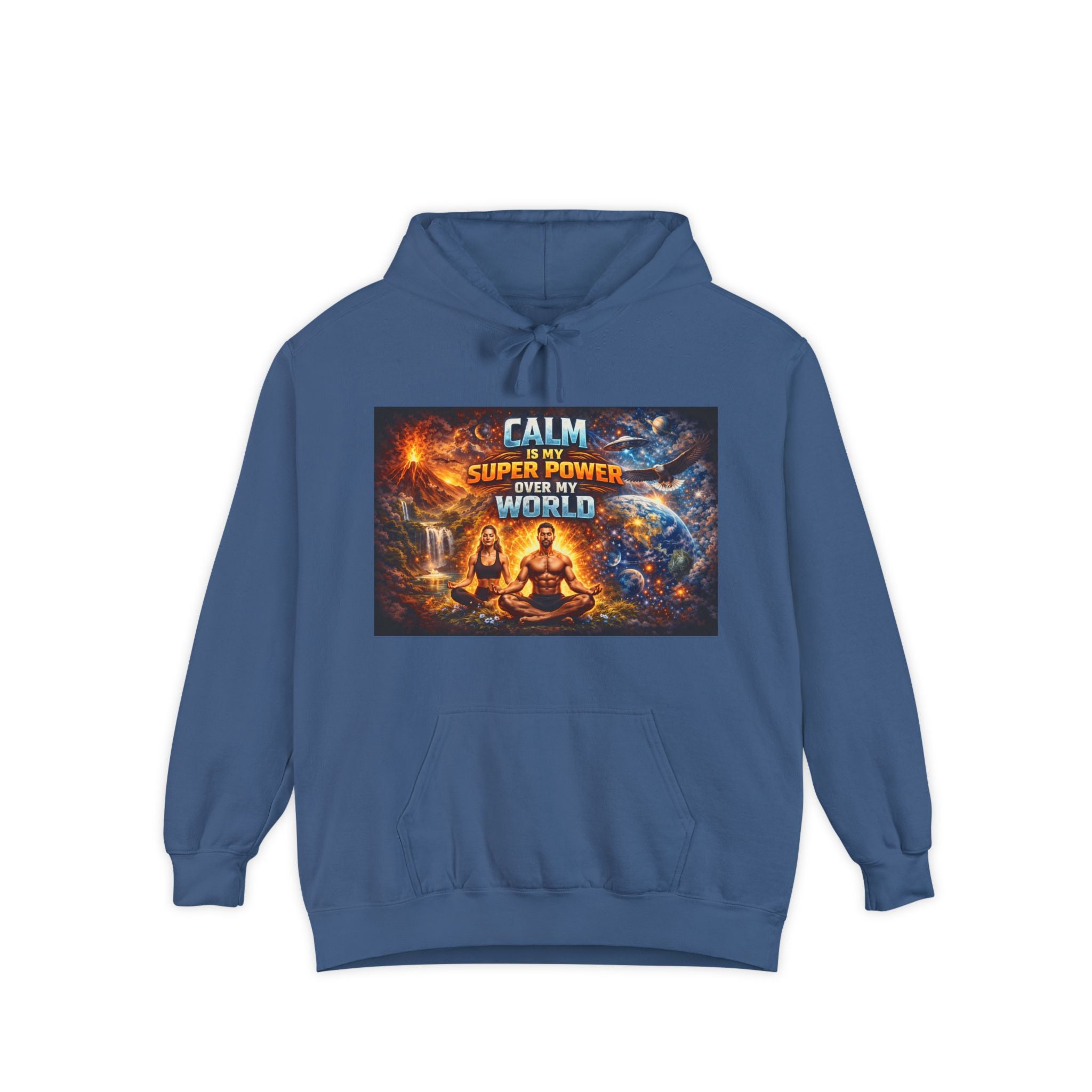 Hoodie — "Calm Your Super Power, Save the World" Graphic Hoodie