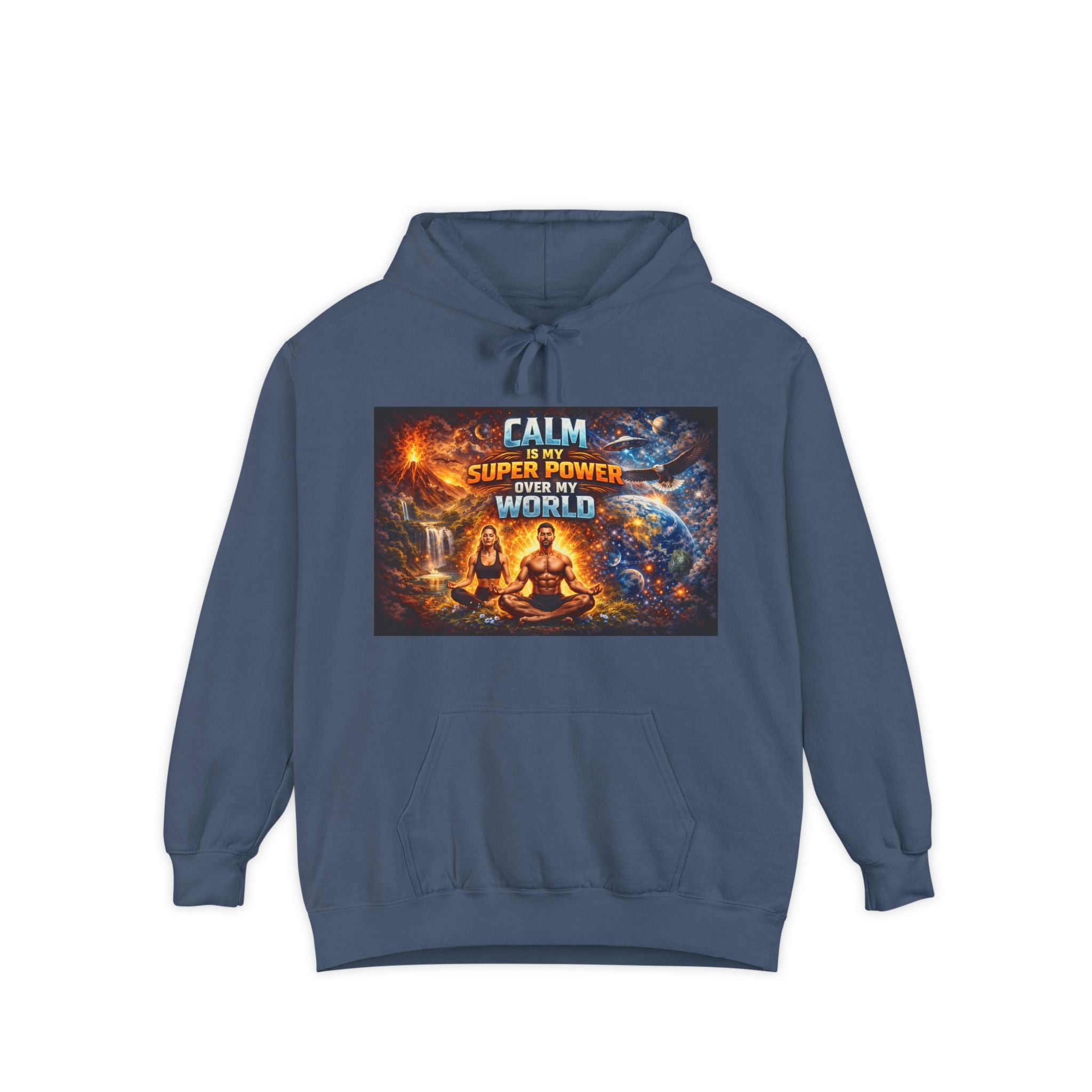 Hoodie — "Calm Your Super Power, Save the World" Graphic Hoodie