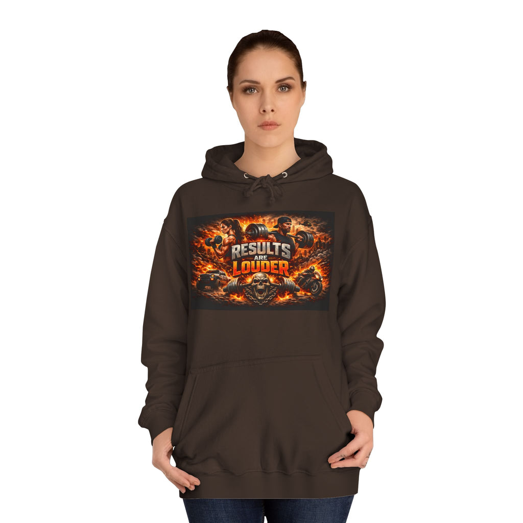 'Results Louder' Fiery Motivational Graphic Hoodie