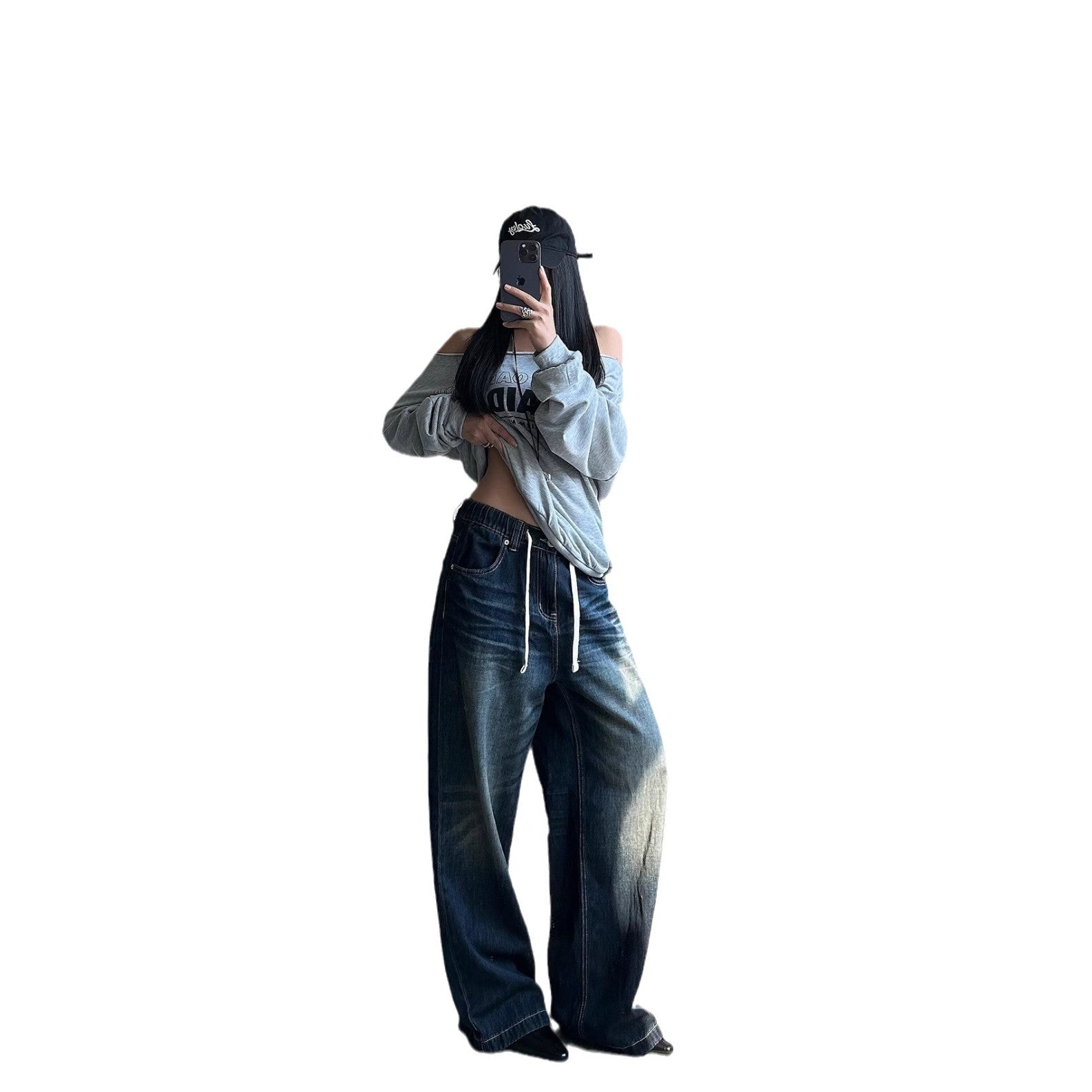 Vintage Washed Retro Distressed Denim Pants