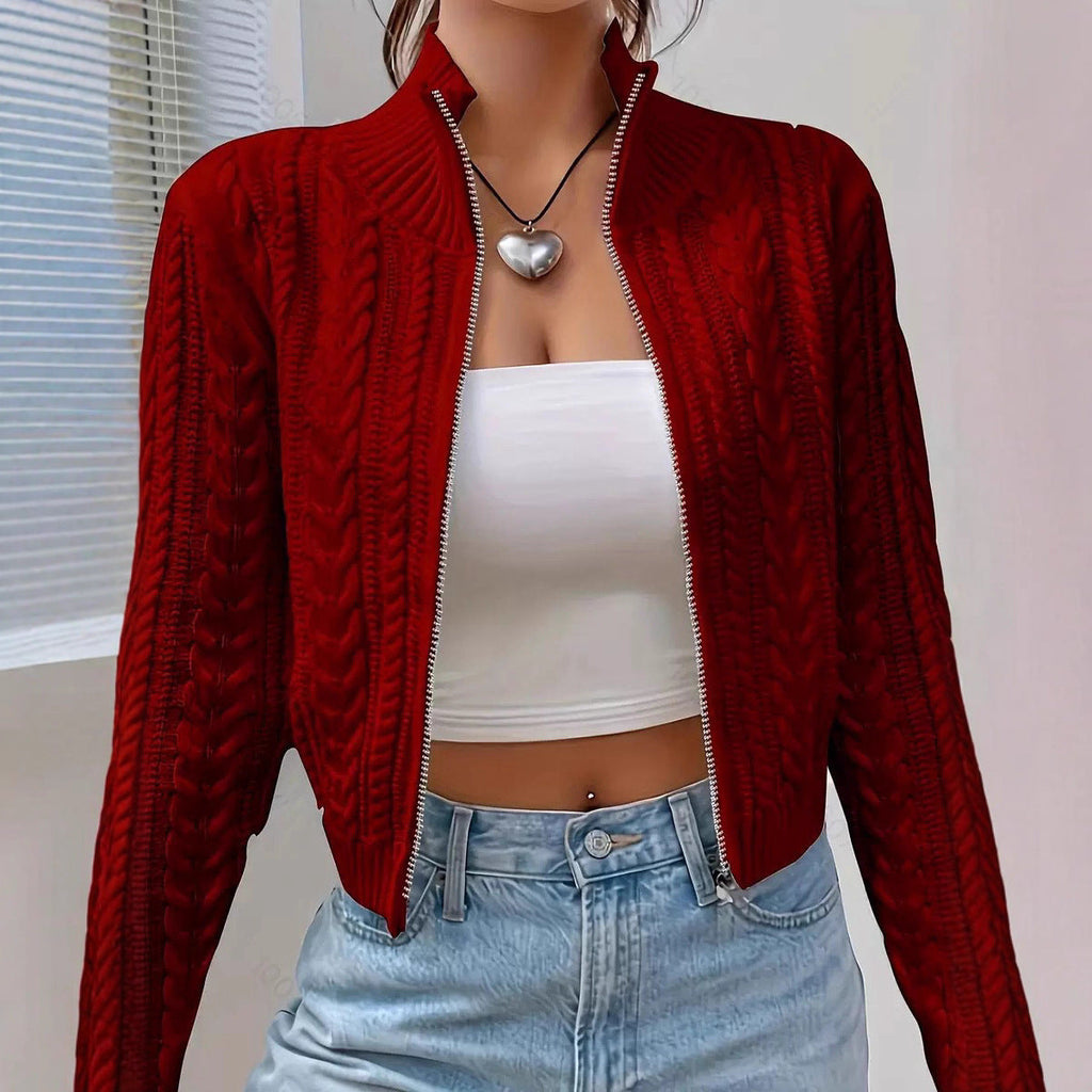 Zipper Knitted Cardigan Sweater