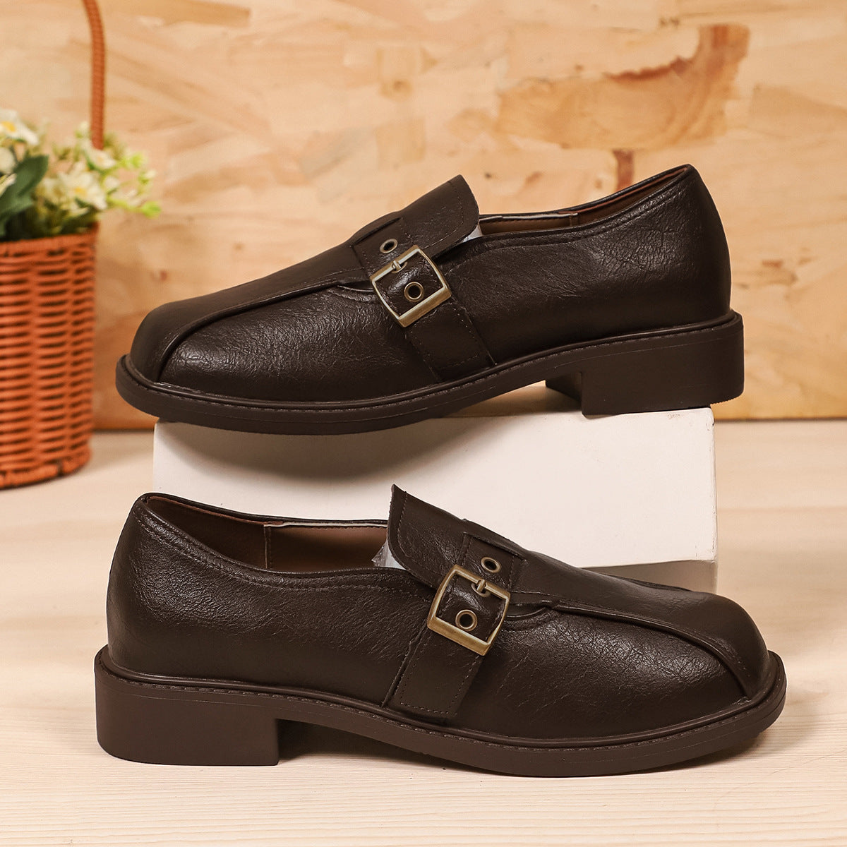 Low Heel Square Heel Loafers