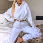 Soft Women Two Piece Set New Women's Sweats Set Comfortable Fashion High-quality Sport Drawstring Versatile Daily Casual
