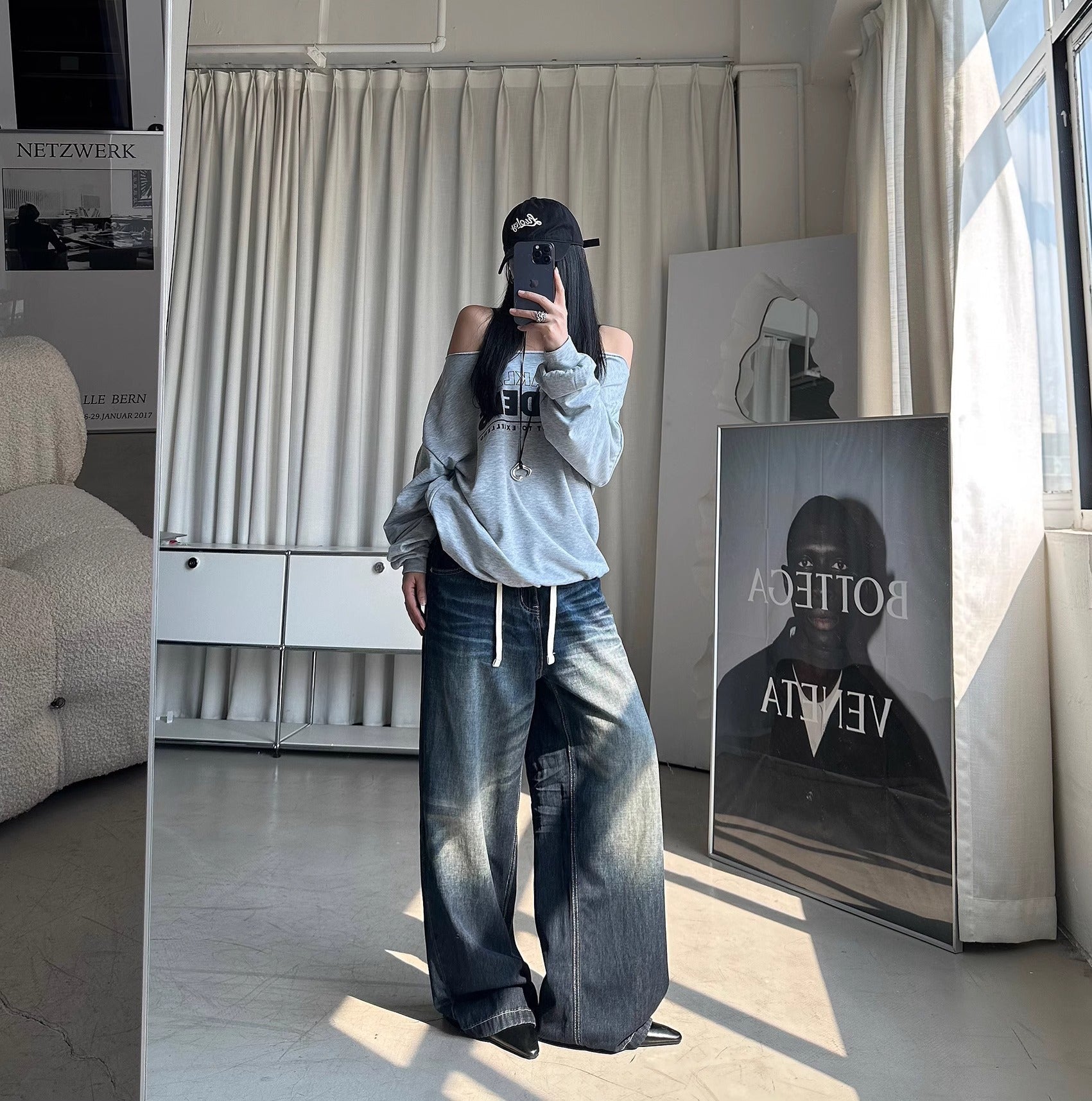 Vintage Washed Retro Distressed Denim Pants