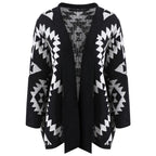 Geometric Pattern Collarless Cardigan