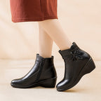 Faux Fur Lined Mid-Heel Ankle Boots