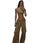 Multi-Pocket Cargo Pants Women Summer Versatile Patchwork Casual