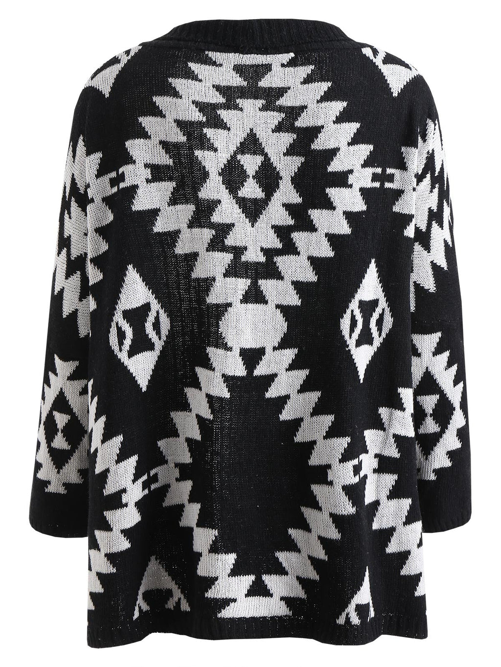 Geometric Pattern Collarless Cardigan