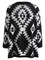 Geometric Pattern Collarless Cardigan