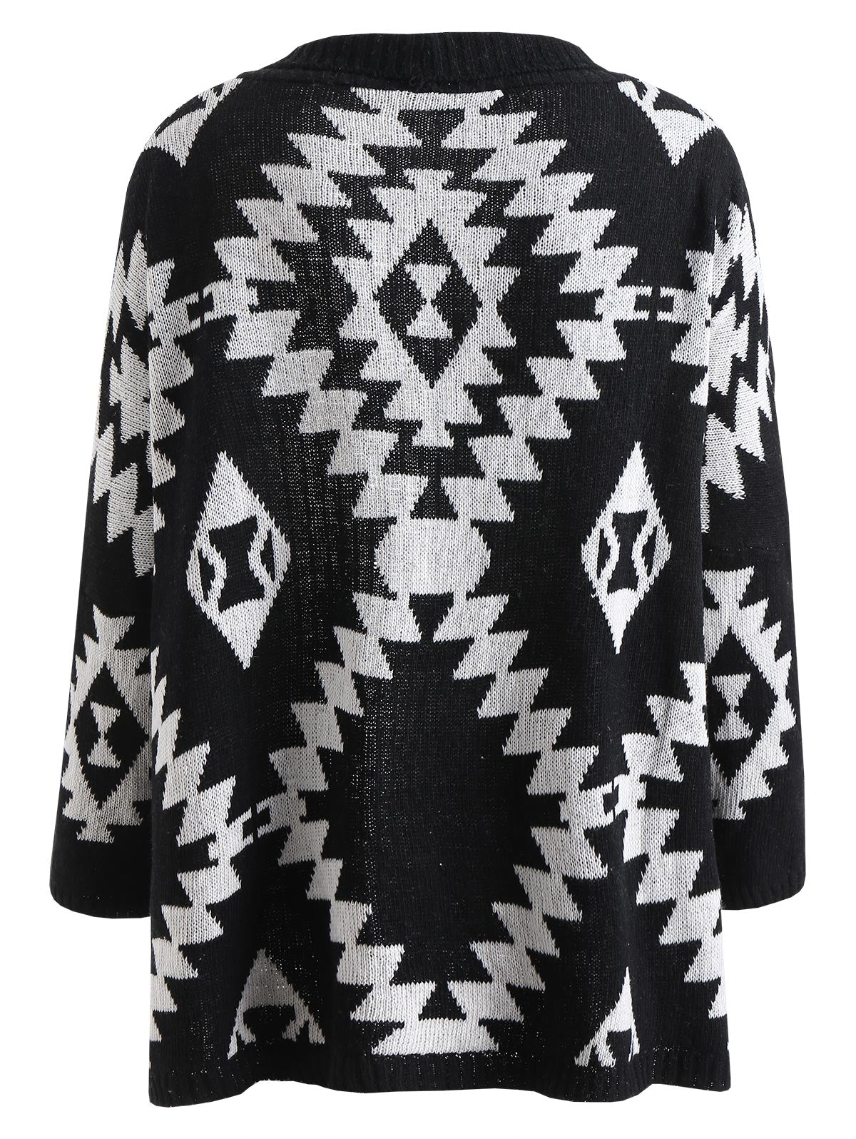 Geometric Pattern Collarless Cardigan