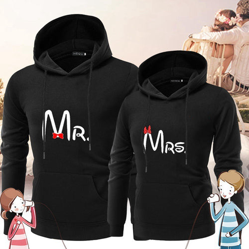 Couples Hoodie MR.MRS. Valentine's Day Casual Pullover Hooded Sweatshirt