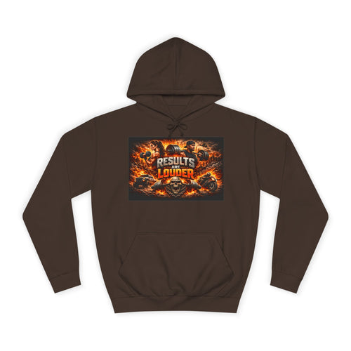 'Results Louder' Fiery Motivational Graphic Hoodie