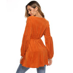 Cross V-neck Waist Tied Dress