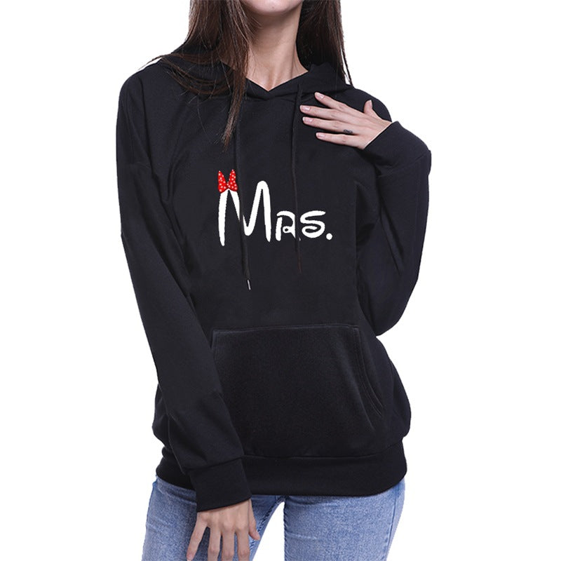 Couples Hoodie MR.MRS. Valentine's Day Casual Pullover Hooded Sweatshirt