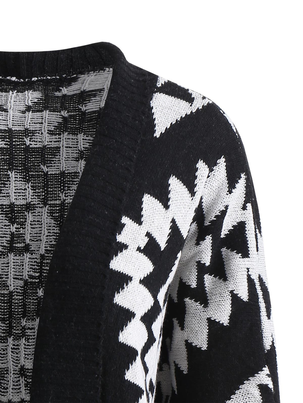 Geometric Pattern Collarless Cardigan