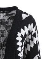 Geometric Pattern Collarless Cardigan