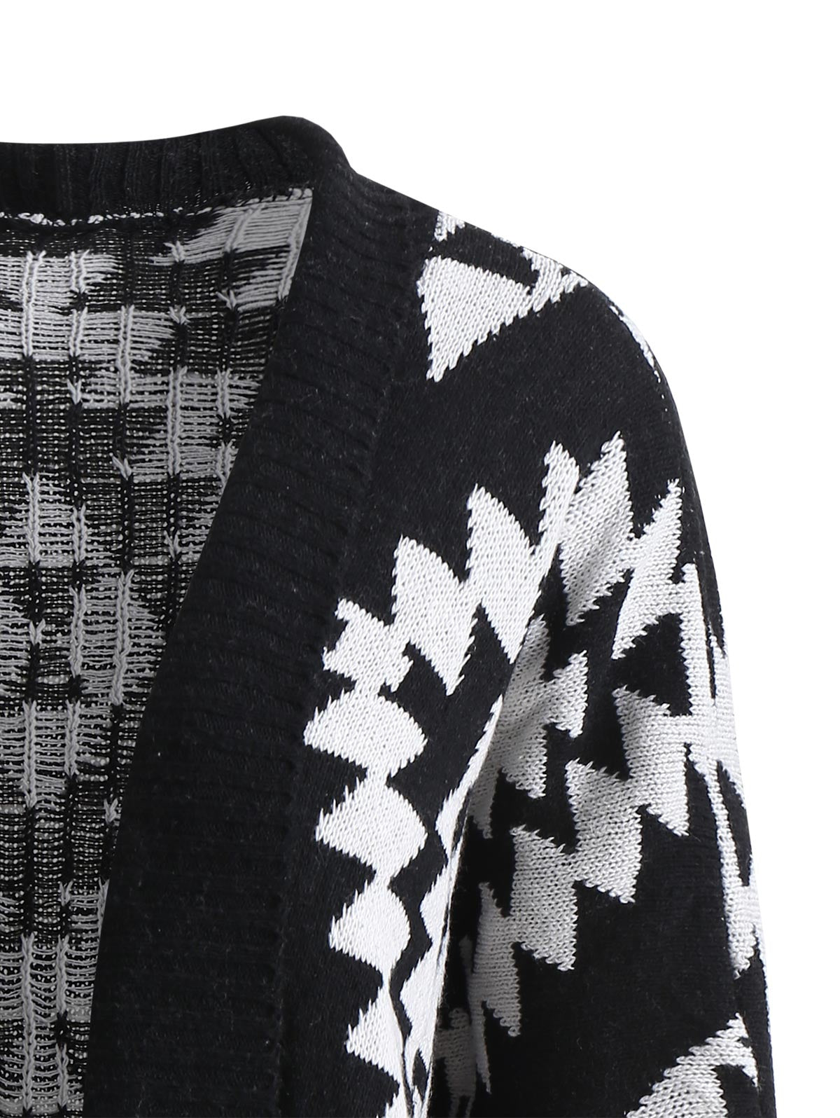 Geometric Pattern Collarless Cardigan