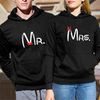 Couples Hoodie MR.MRS. Valentine's Day Casual Pullover Hooded Sweatshirt