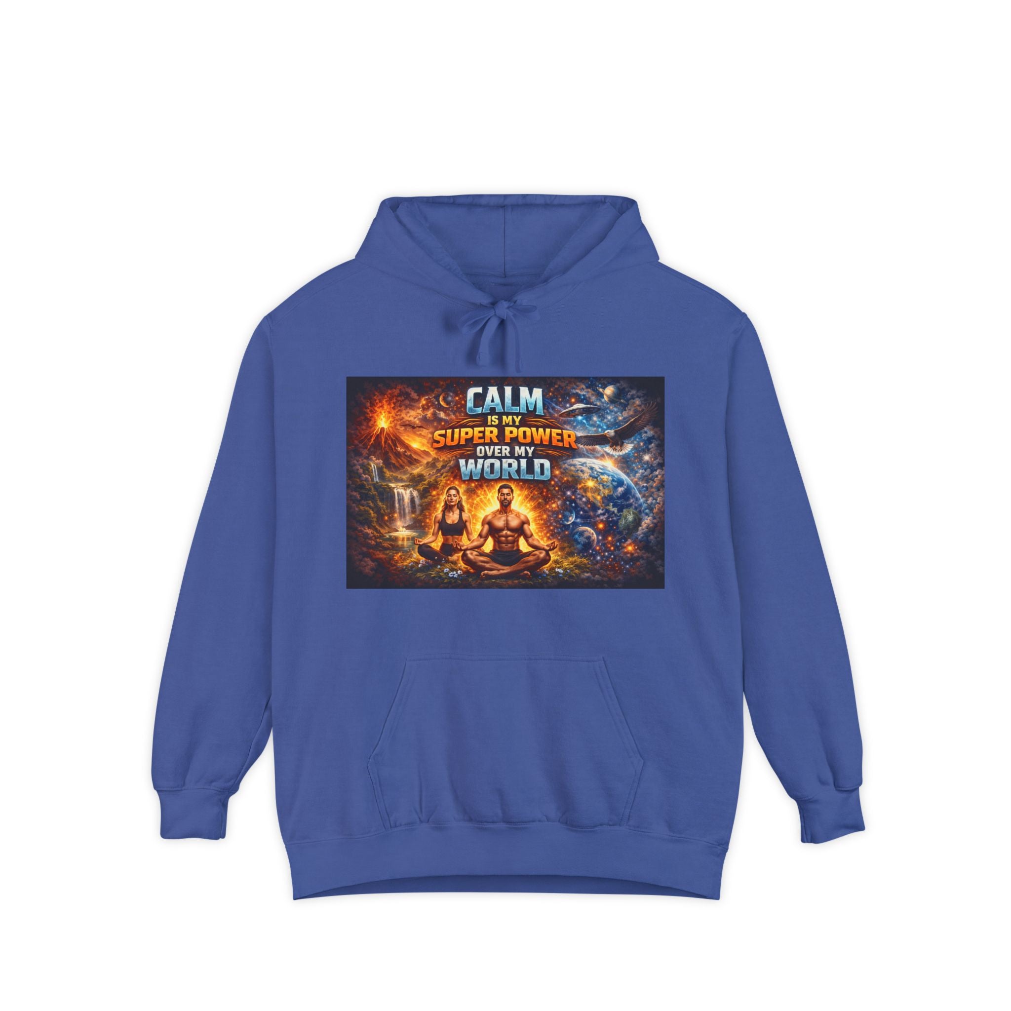 Hoodie — "Calm Your Super Power, Save the World" Graphic Hoodie