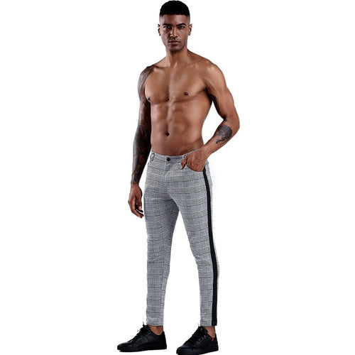 Elastic Casual Plaid Pants