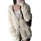 Loose Knit Hooded Cardigan