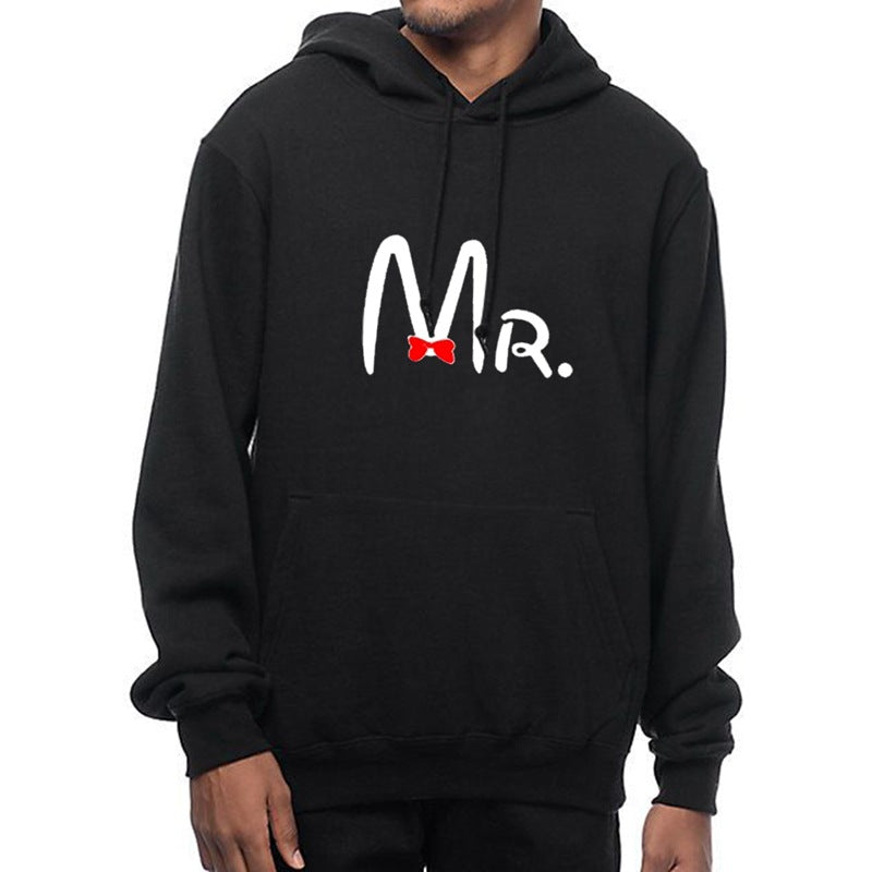 Couples Hoodie MR.MRS. Valentine's Day Casual Pullover Hooded Sweatshirt
