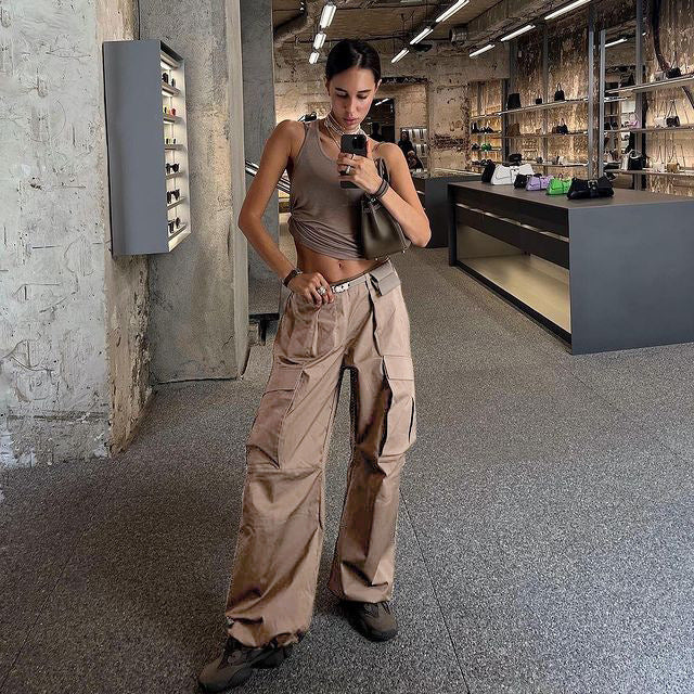 Multi-Pocket Cargo Pants Women Summer Versatile Patchwork Casual