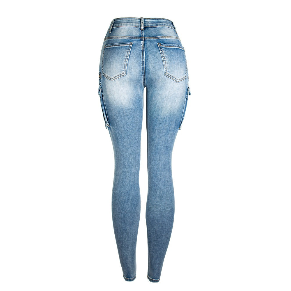 Women`s Ultra Stretchy Denim Cargo Jeans