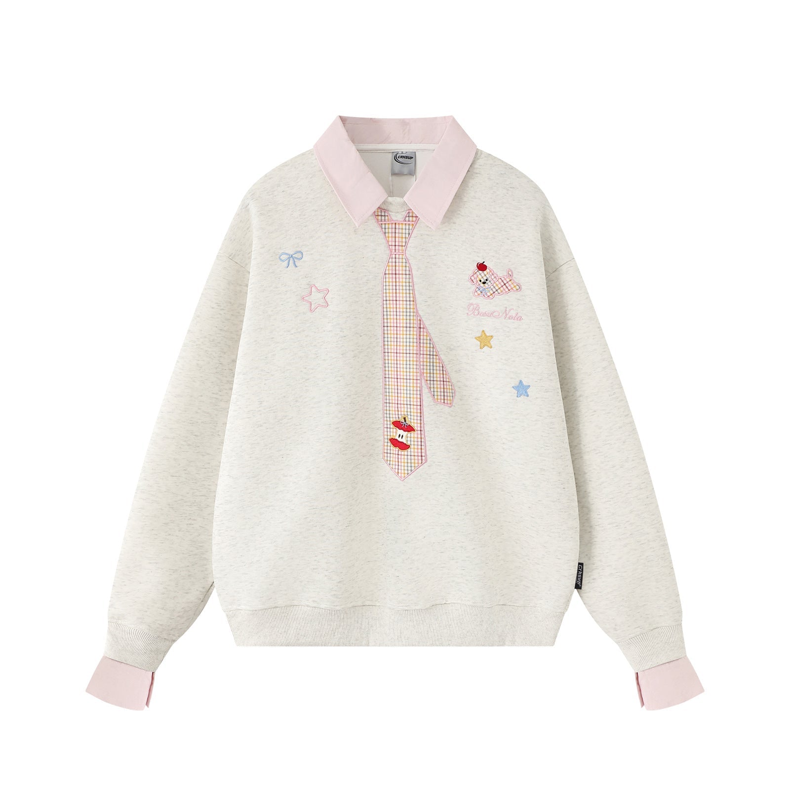 Turn-down Collar Faux Two-piece Loose Unisex Couple Hoodie