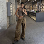 Multi-Pocket Cargo Pants Women Summer Versatile Patchwork Casual
