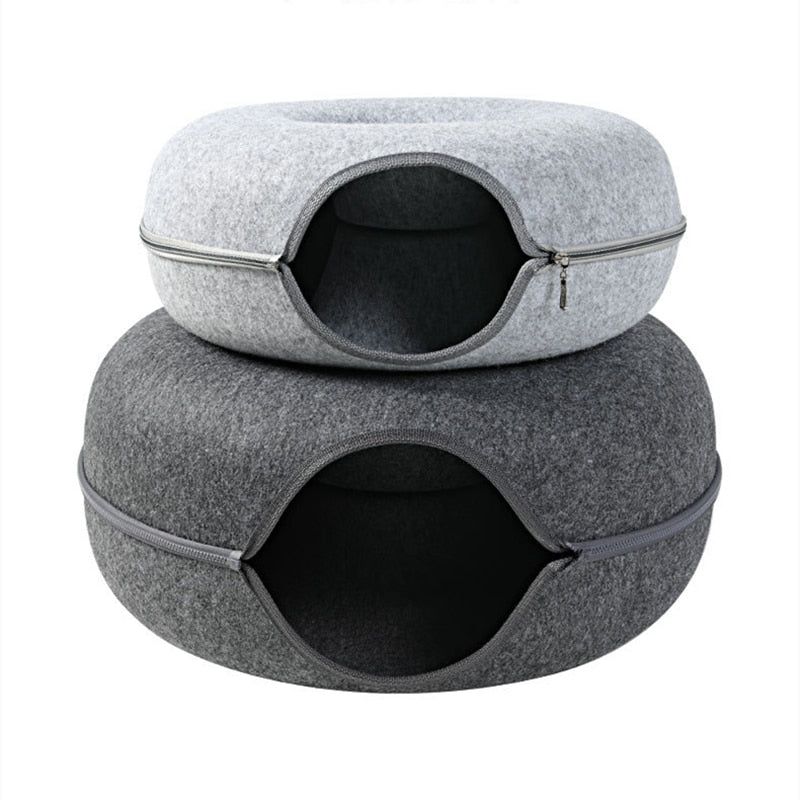 CatCave - Interactive Basket Natural Felt Cuddly Cat Cave Bed - luvinly