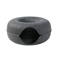 Thumbnail for CatCave - Interactive Basket Natural Felt Cuddly Cat Cave Bed - luvinly