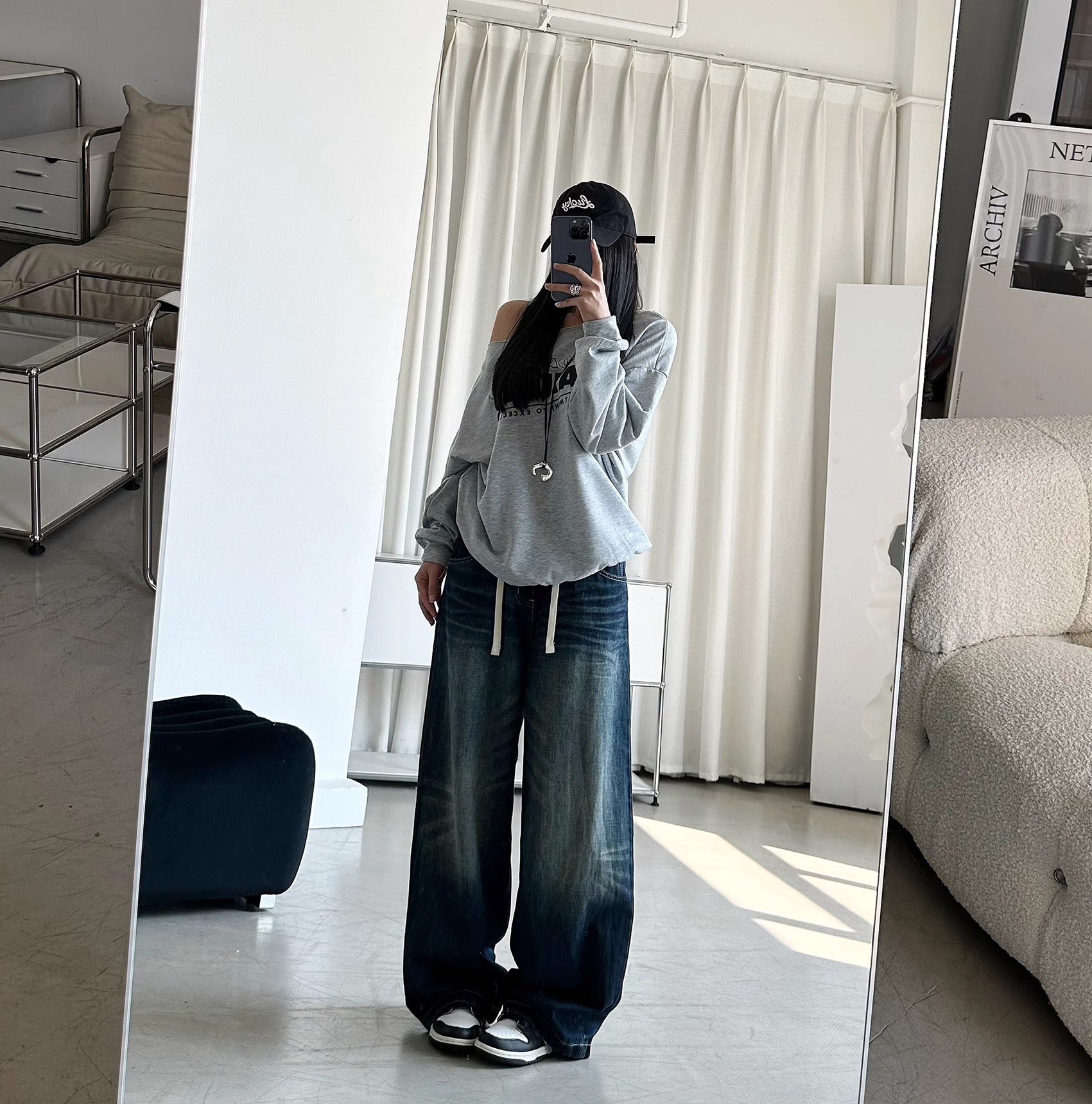 Vintage Washed Retro Distressed Denim Pants