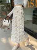Sequins Skirts Autumn Winter Apricot  Women's Clothing Fashion Warm Skirt Straight Maxi Dress Long Skirts for Women