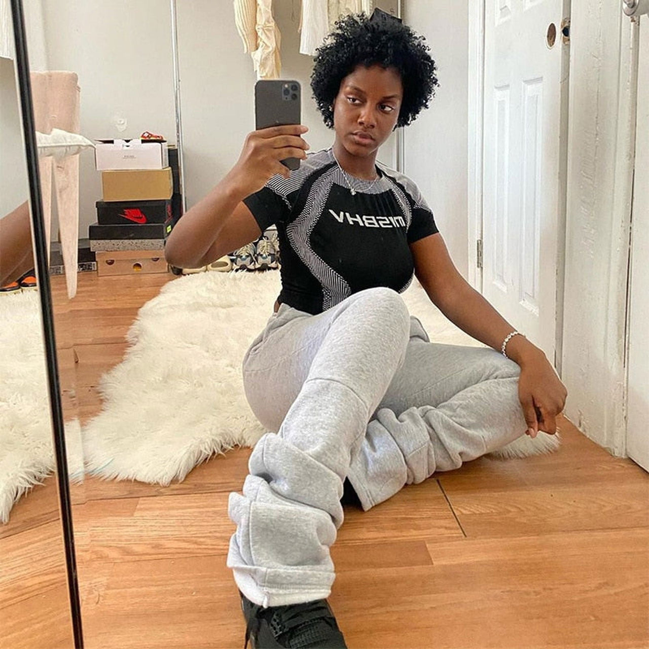 Drawstring stacked pants - luvinly