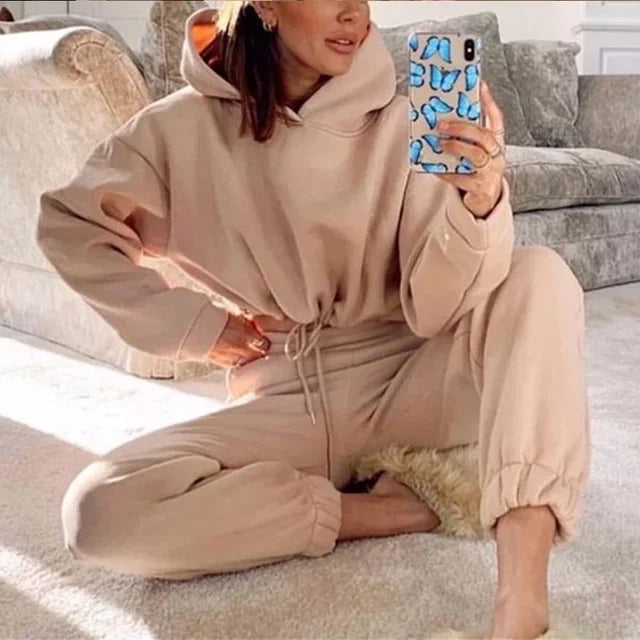 Soft Women Two Piece Set New Women's Sweats Set Comfortable Fashion High-quality Sport Drawstring Versatile Daily Casual