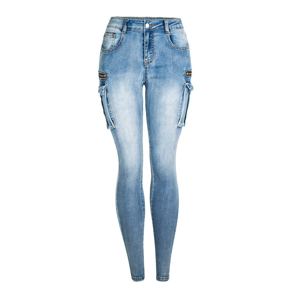 Women`s Ultra Stretchy Denim Cargo Jeans