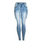 Women`s Ultra Stretchy Denim Cargo Jeans