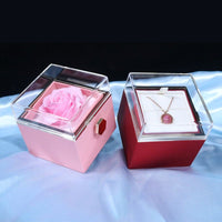 Thumbnail for RosaSpin - Eternally Preserved Rotating Rose Box - W/ Engraved Heart Necklace - luvinly