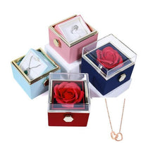 Thumbnail for RosaSpin - Eternally Preserved Rotating Rose Box - W/ Engraved Heart Necklace - luvinly