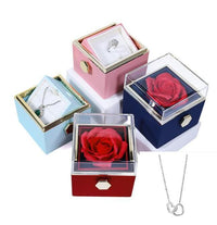 Thumbnail for RosaSpin - Eternally Preserved Rotating Rose Box - W/ Engraved Heart Necklace - luvinly