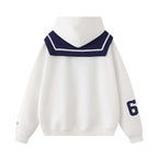 Embroidered Dog Patch Sailor Collar Hoodie