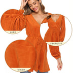 Cross V-neck Waist Tied Dress