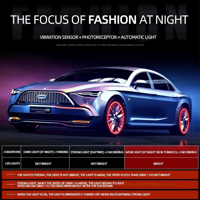 FlashWheel - Rgb Glowing Motion Activated Solar Tire Valve - luvinly