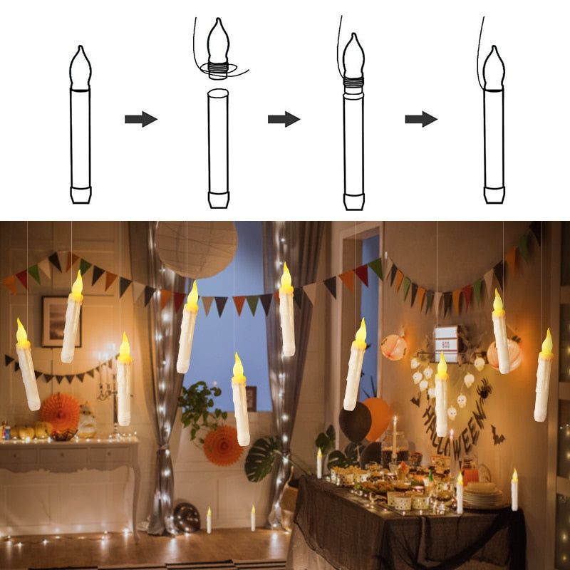 Floating LED Candles With Wand Remote Control - luvinly